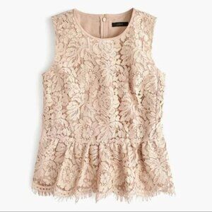 J CREW Lace Peplum Tank Top 0 XS Beige F8695
